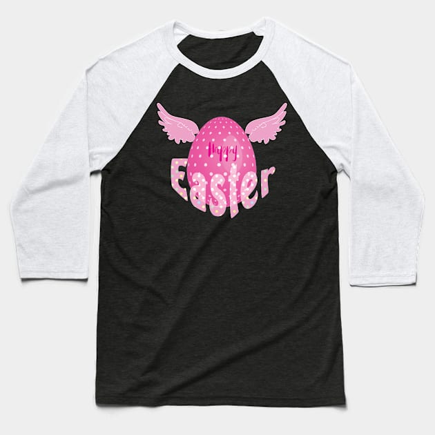 Pink Easter Happy Easter Baseball T-Shirt by emma17